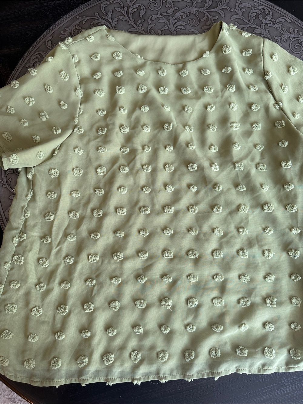 Women’s Light Green Textured Dot Blouse